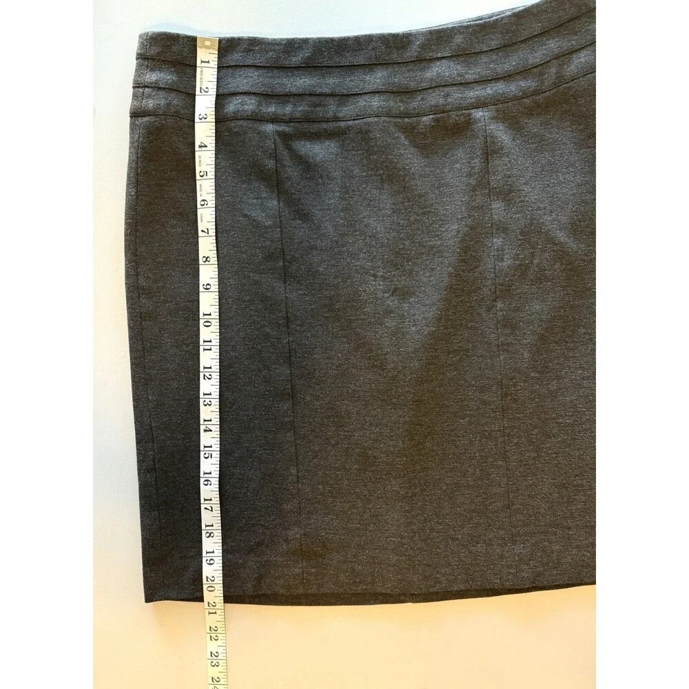 CAbi Miranda Ponte Knit Pencil Skirt Sz 12 Charcoal Heather Gray Bossy Career